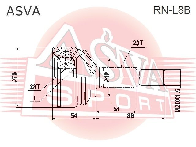 Шрус Наружный 28x49x23, ASVA, RNL8B