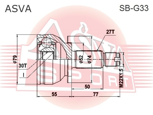 Шрус Наружный 30х53,7х27, ASVA, SBG33