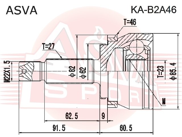 Шрус Наружный 23x60x27, ASVA, KAB2A46