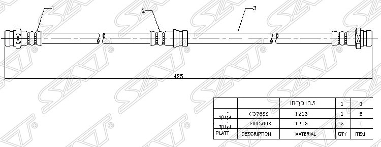 Шланг тормозной передний (Таиланд) MMC CHALLENGER/L200/MONTERO/PAJERO/SPORT 96-01 LH=RH