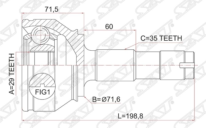 Шрус наружный PEUGEOT BOXER III 06-/CITROEN JUMPER III 06-/FIAT DUCATO III 06-