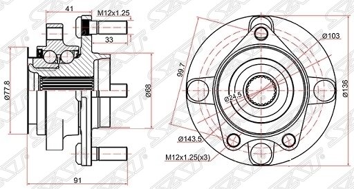 Ступичный узел перед NISSAN TIIDA C11 ЛЕВЫЙ РУЛЬ