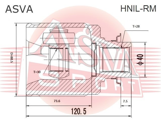 Шрус Внутренний Правый 30x40x27, ASVA, HNILRM