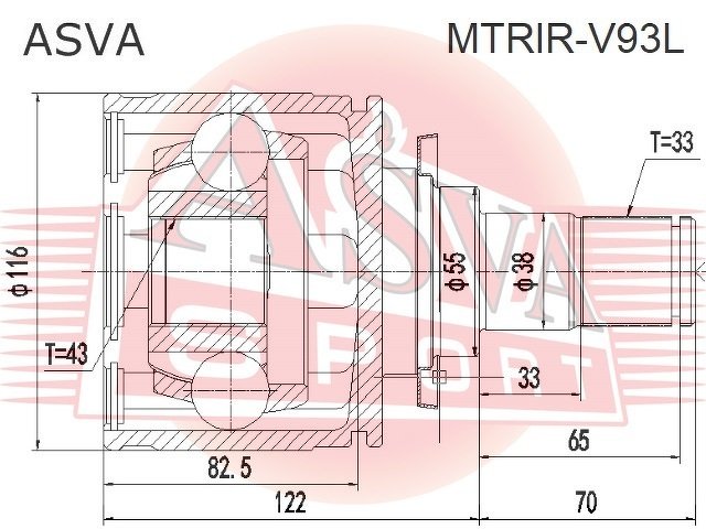 Шрус Внутренний Задний 43x55x33, ASVA, MTRIRV93L