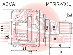 Шрус Внутренний Задний 43x55x33, ASVA, MTRIRV93L