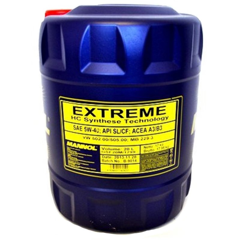 Моторное масло MANNOL EXTREME, 5W-40, 20 л, EX16252