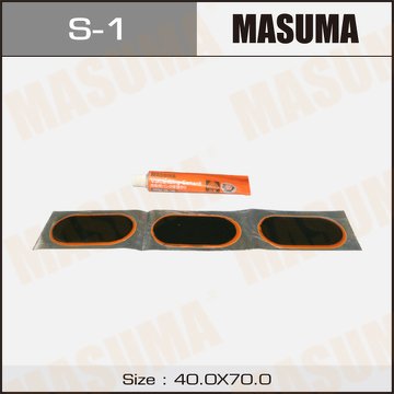 Заплатки для камер 38 х 70 мм холодная вулканизация 15 шт. + клей 22 мл MASUMA S-1