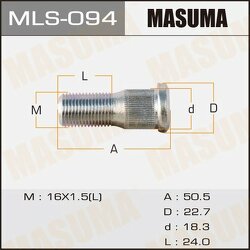 Шпилька колесная M16x1.5(L)