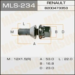 Болт колесный M12x1.5(R)