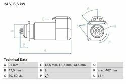 Стартер 24V 6.6KW