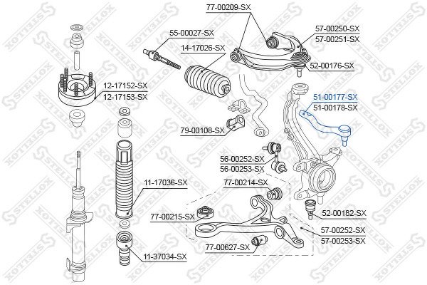 Наконечник рулевой левый Honda Accord all 08>