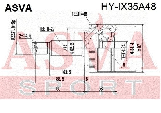 Шрус Наружный 24x64,4x27, ASVA, HYIX35A48