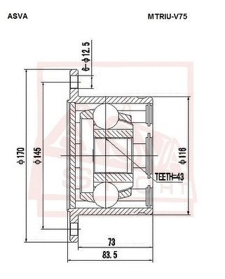 Шрус Внутренний Задний 43x170, ASVA, MTRIUV75