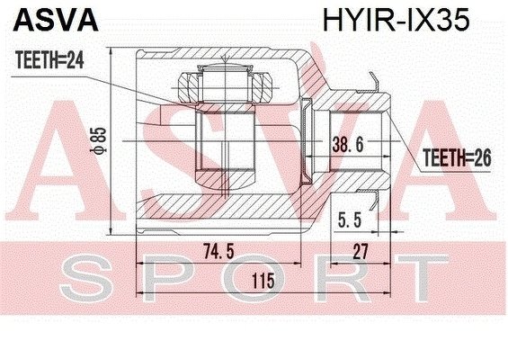 Шрус Внутренний Правый 24x44x26, ASVA, HYIRIX35