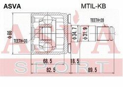 Шрус Внутренний Левый 33x35x28, ASVA, MTILKB