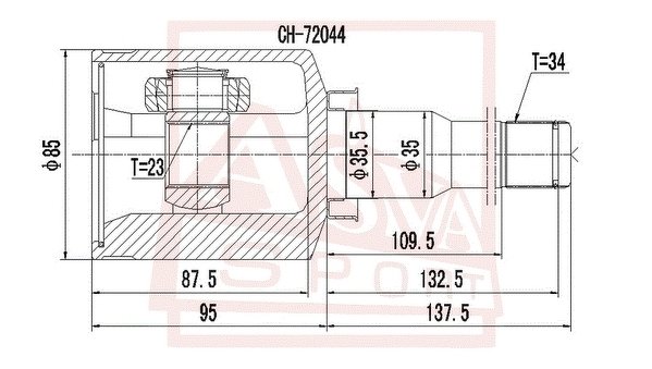 Шрус Внутренний Левый 23x35.5x34, ASVA, CHRILEVAT