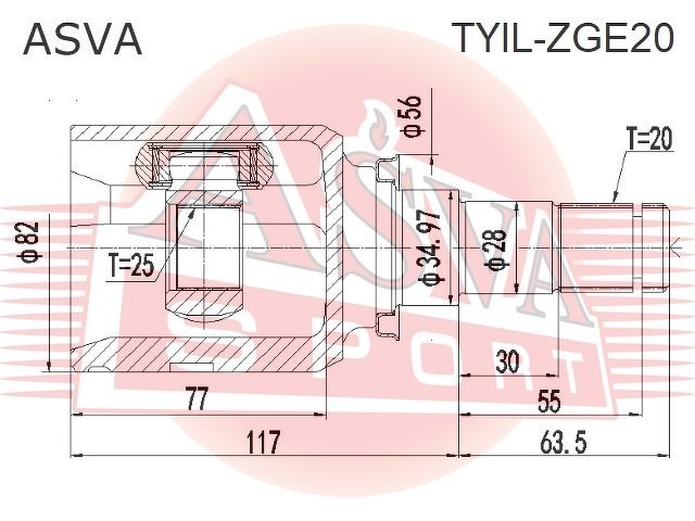 Шрус Внутренний Левый 25x35x20, ASVA, TYILZGE20