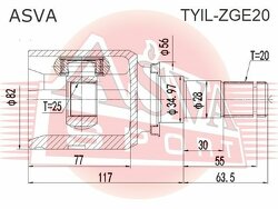 Шрус Внутренний Левый 25x35x20, ASVA, TYILZGE20