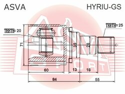 Шрус Внутренний Задний 20x35x25, ASVA, HYRIUGS