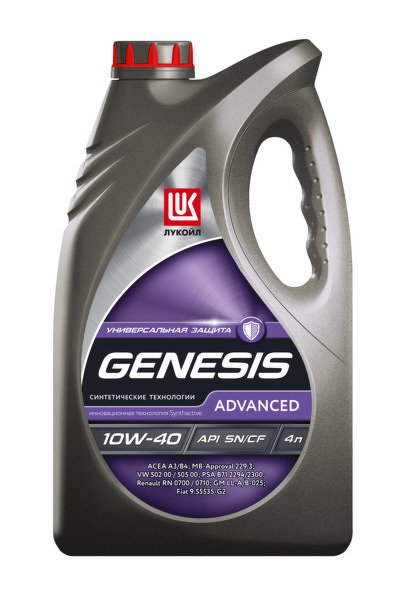 Моторное масло LUKOIL Genesis Advanced, 10W-40, 4л, 1632650