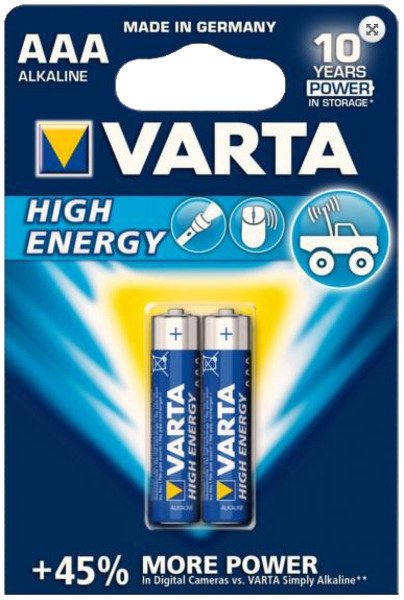 04903113412_батарейка 2шт VARTA HIGH ENERGY 2 AAA 1.5V LR03!