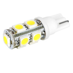 СВЕТОДИОД 12V T10(W5W) 9SMD Б/ЦОКОЛЯ БЕЛАЯ ST10-9SMD-5050 W SKYWAY