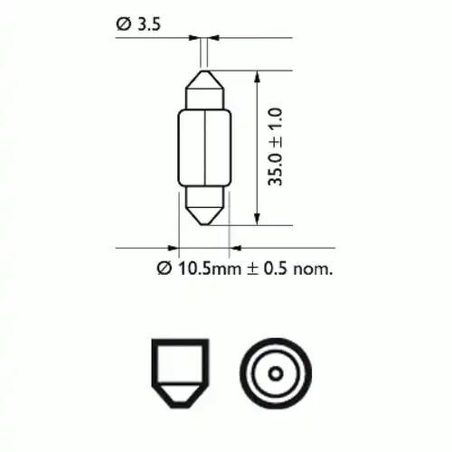 Лампа (c5w) 12v sv8.5 l=35 mm подсвет. номерного знака