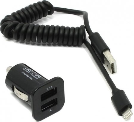 Универсальное зарядное устройство от прикуривателя автомобиля 12В, 2 USB-порта, 2.1А, JET-A, UCI8